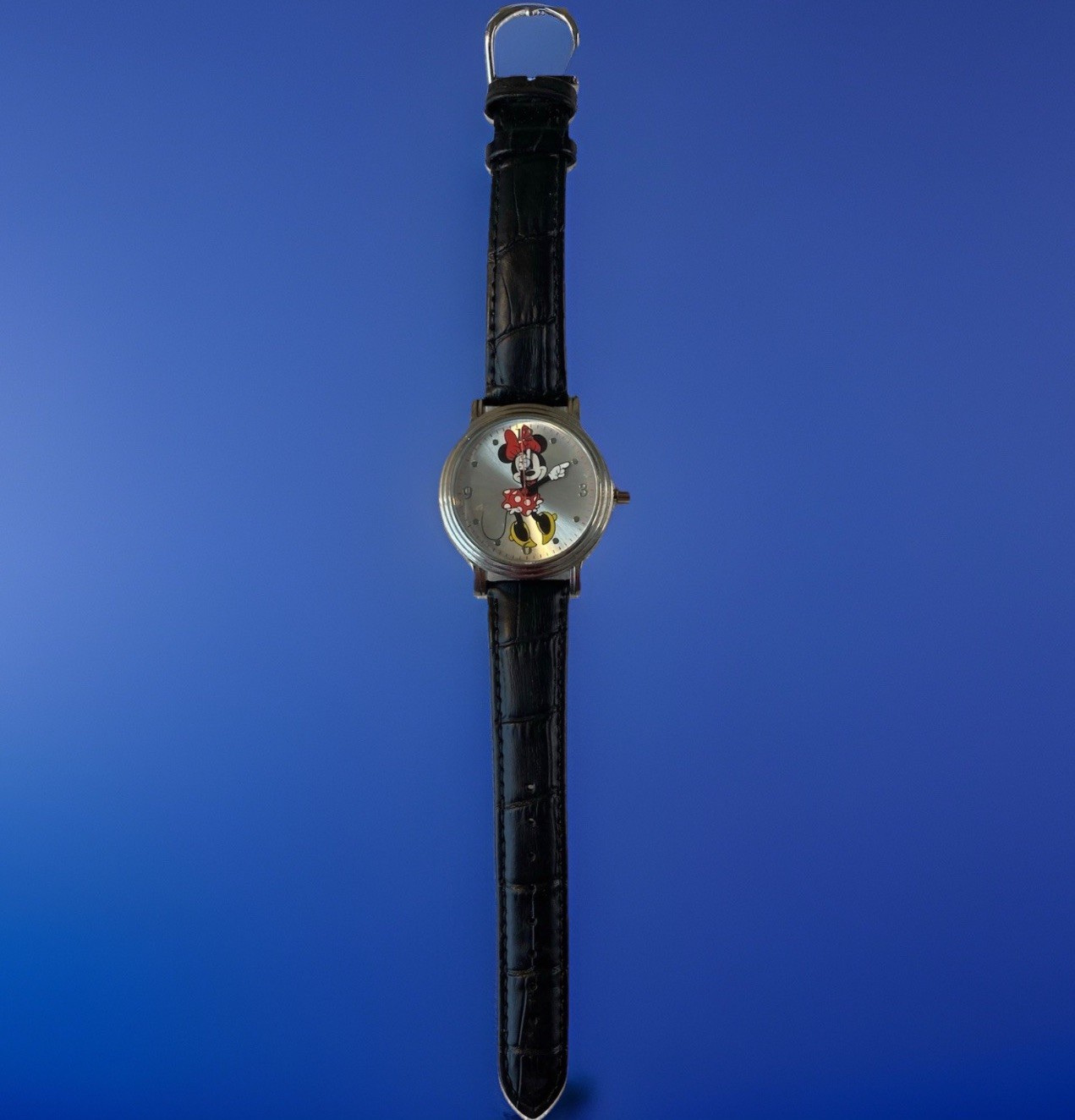 Vtg Disney Minnie Mouse Watch P234-2657-4 20238 Ewatchfactory 1.5” Black Leather