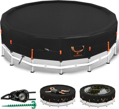 12Ft Round Pool Cover [2026 Upgraded 4-Way Windproof System] - 500D One-Piece Te