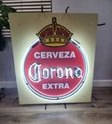 Vintage CORONA BEER ANTIQUE NEON LIGHT SIGN BAR PUB MANCAVE 35" X 30" Tan