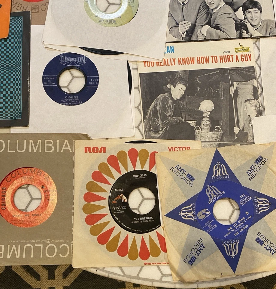 1960's ROCK/POP 45 lot (23) w/Picture Sleeves*Beatles/Dylan/Chicago/Seger, more - Image 3 of 4