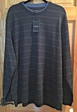 VAN HEUSEN Mens Wrinkle-Free Long Sleeve Pullover Crew Blue/Black XL NEW w/tags