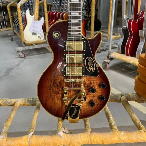 Hot Sale Electric Guitar Maple Top with Bigsby Tremolo Bridge Yellow Binding