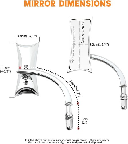 8mm Motorcycle Irregular Side Mirrors for Harley Road King Street Electra Glide - Picture 4 of 5