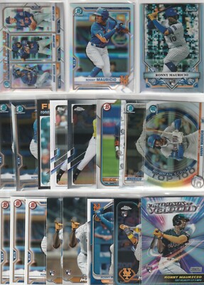 Lot of 19 Ronny Mauricio Prospect RC Cards w/ #d, Refractors, Inserts+ Mets