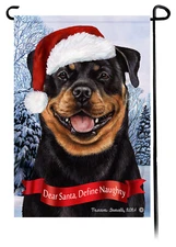Rottweiler Dear Santa, Define Naughty Garden Flag