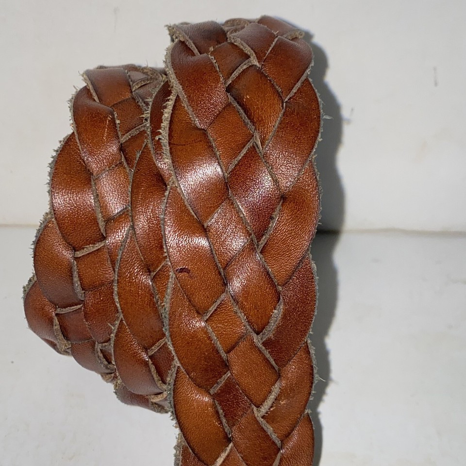 American Eagle Outfitters Brown Genuine Leather Braided Belt Women's