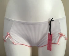 White & Pink Boyshorts 10 - 12 Shorty Knickers Pants Briefs Panties Ladies Women