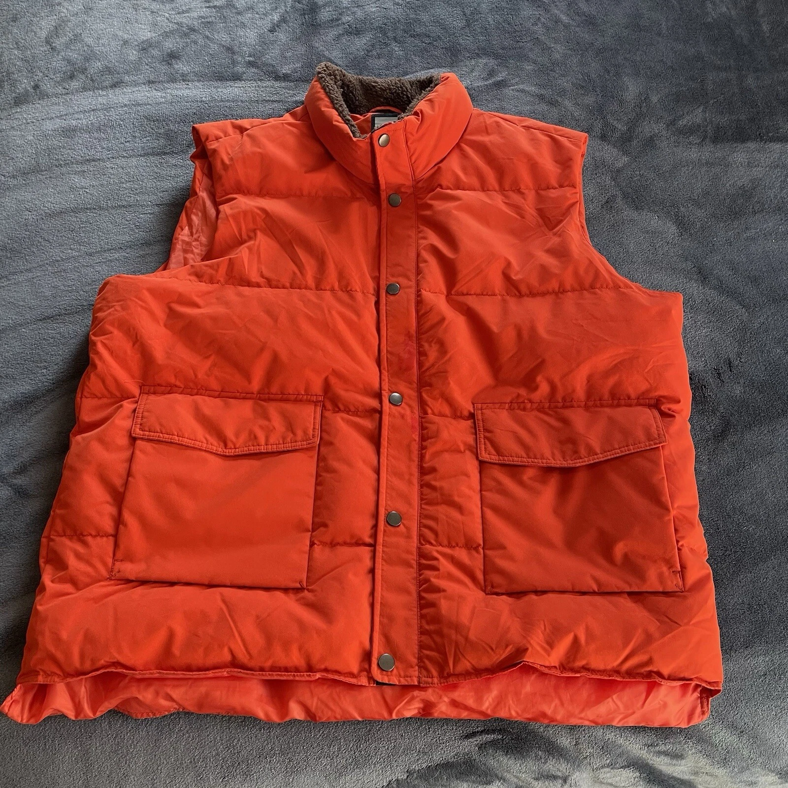 Iceburg Outerwear Mens Sleeveless Zip Up/Snap Up Orange Puffer Vest 3XL