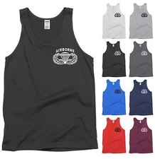 Airborne US Paratrooper Tank Top Army Jump Wings Parachutist Badge Shirt NEW