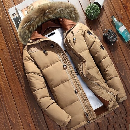 New Men's Warm Down Jacket Fur Collar Thick Winter Hooded Coat Outwear Parka New - Picture 17 of 19