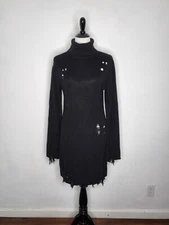 LOVERS AND FRIENDS Keeney Sweater Dress Women's Size Large Black Distress NWT