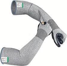 EvridWear Cut Resistant Gloves with Arm Protection Sleeves for Men, Gray, Large
