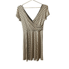 Gilli Stich Fix Anwen Jersey Wrap Style Black White Double V Dress Size MED