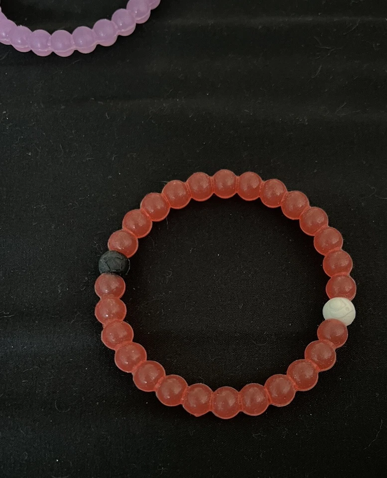 Set Of 2 Lokai Silicone Beaded Orange & Purple Bangle Style Bracelets 6 Inch - Image 4 of 4