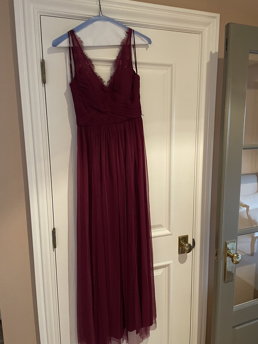 HITHERTO Fleur Bridesmaid Formal Dress~ Burgundy￼ Maroon￼ Lace Tulle ~4