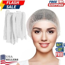 Pack of 100 Disposable Bouffant Caps Hair Nets, Salon Spa Food Service 21" White