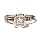14k white gold .40ct round diamond halo sapphire engagement ring 4.6g Euro Shank — photo 1