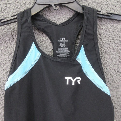 TYR Women's Carbon Tank Top Black Blue Lite XS Nylon Blend Triathlon CrossFit - Picture 3 of 11