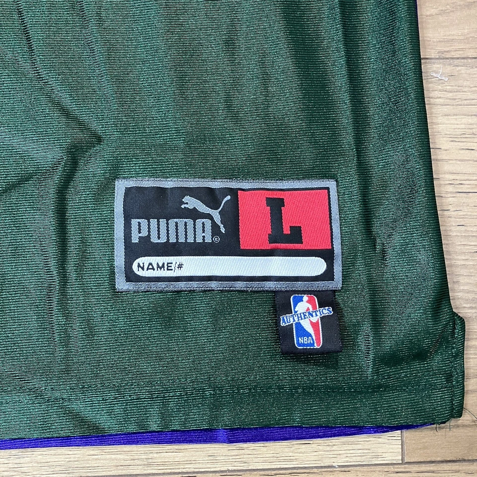 Men’s L VINTAGE Puma Milwaukee Bucks Satin 1/4 Zip Shooting Shirt NBA AUTHENTICS - Image 3 of 4