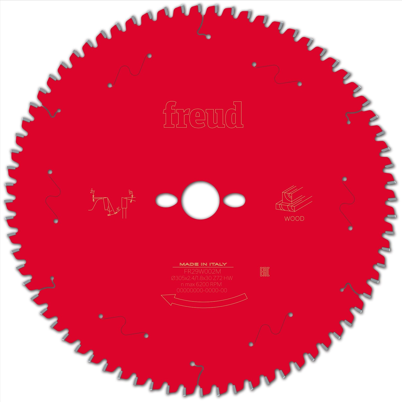 Freud F03FS09763 Wood Circular Saw Blade 305mm x 30mm x 2.4mm x 72T