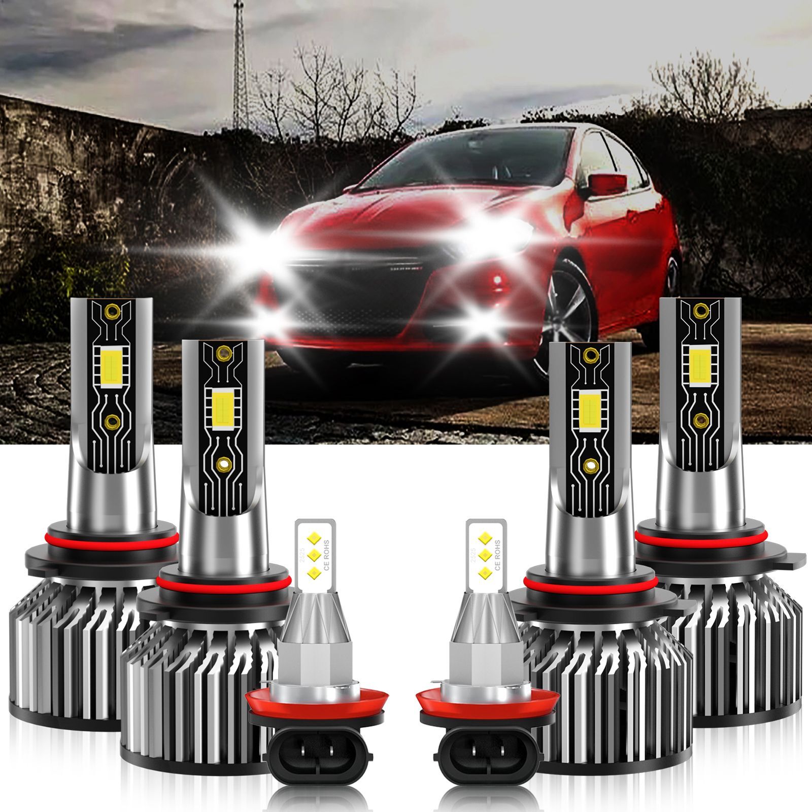 For Dodge Dart 2016-2016 6x Combo 9005 9005 H11 LED Headlight Bulb Fog light kit