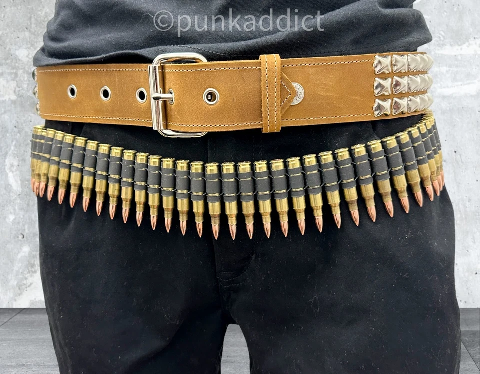 Cinturón Bala Metal 2.23" Latón con Bandolera Cobre Vaquero Ejército Soldado Disfraz Foto 2 de 4