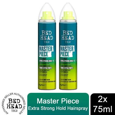Cabezal de cama TIGI Masterpiece spray para el cabello sujeción extra fuerte y brillo masivo 75 ml, paquete de 2