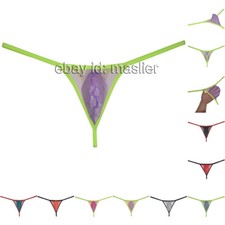 Men's Glass Yarn Bikini Pouch Glisten Thong See-through Organdy Underwear