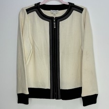 St. John Sport Cotton Nautical Zip Up Jacket L USA Ivory