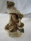 5" Gold Glitter SANTA CLAUS w/ Snowman Christmas Figurine Plastic Resin Holiday  — photo 6