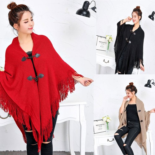 Cloak Hood Sweaters Knit Batwing Top 