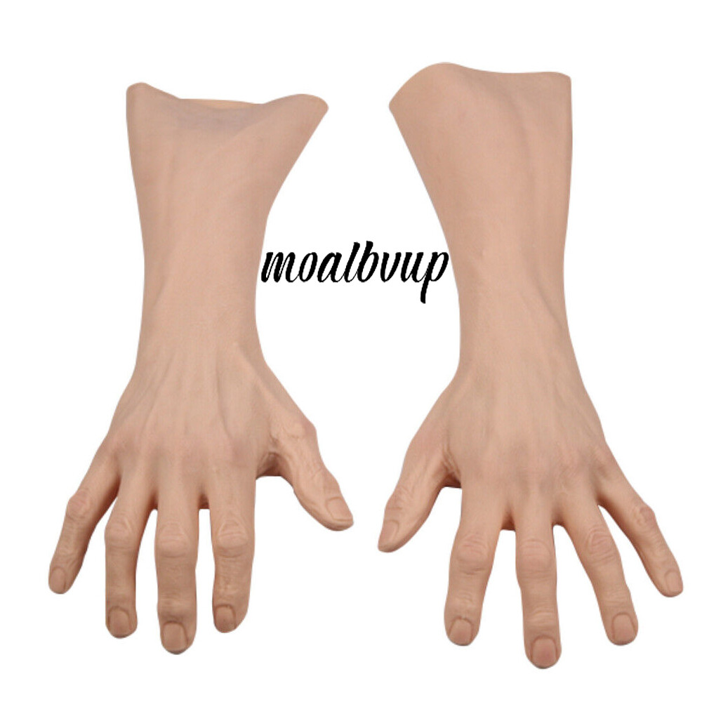 Realistic Silicone Hand Skin Old Man Gloves Hand Sleeve for Cosplay Crossdresser