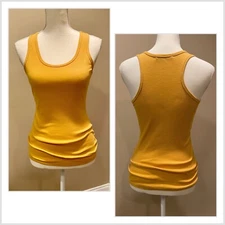 Ribbed Sleeveless Tank Top Racerback Layering Yellow Gold Comfortable size L