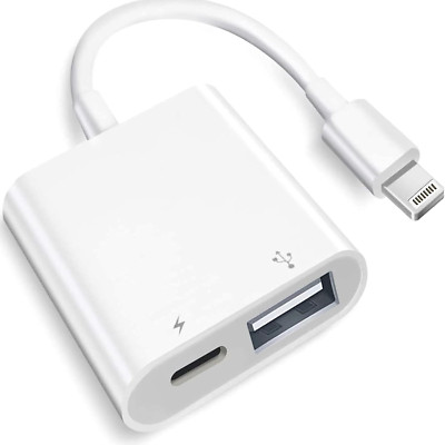 [Appl Mfi Certified] Lightning to USB Camera Adapter with Charging Port, Portabl