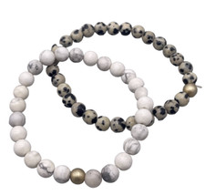 Real Stone Beaded Stretch Bracelets Set