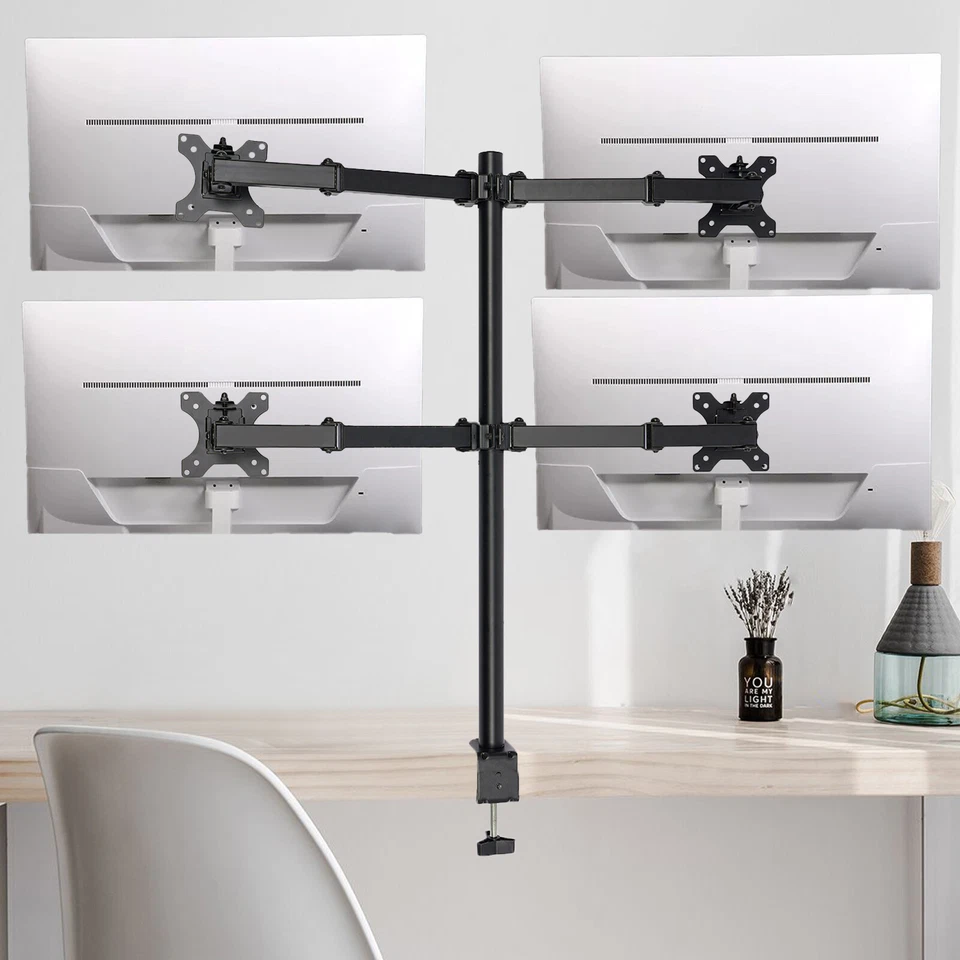 Quad Four Arm Desk Mount LCD Computer Monitor Bracket Stand 10”-27” in Screen TV - Image 4 of 4