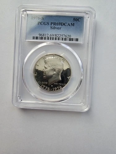 SILVER 1976 S PR69 DCAM KENNEDY HALF DOLLAR GRADED PCGS 5OC S MINT 40% AG COIN