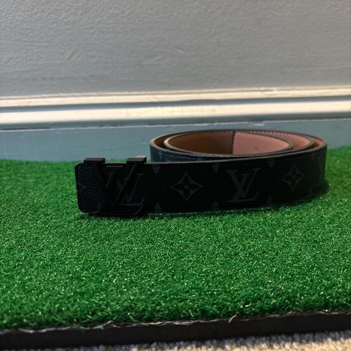 Louis Vuitton Monogram Black Men's Dress Belt with Buckle 46/115