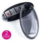 For Nissan Infiniti 2Pcs Transparent Black Car Smart Key Case Cover Accessories