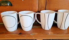 Corelle Coordinates Simple Lines Porcelain Coffee Mug Cups 12 Oz SET OF 4