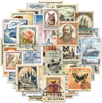 Vintage Scrapbook Stickers Set, Retro Stickers for Bullet Journal, Antique Looki