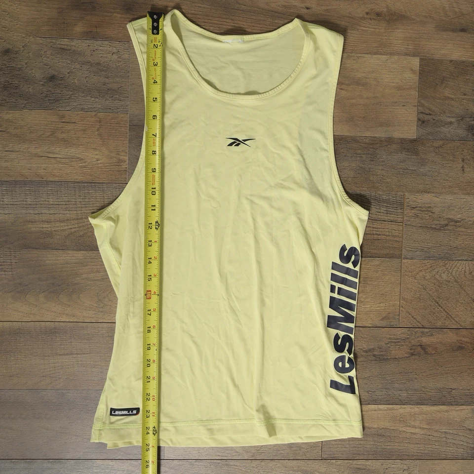 Reebok Les Mills Women’s M. Neon Yellow/Black Logo Athletic Sleeveless Tank Top - Image 4 of 4