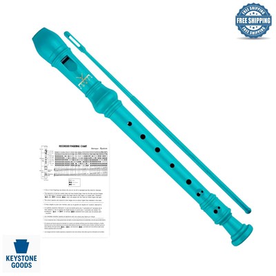 Kids Soprano Recorder with Case & Accessories - Baroque Style, Green