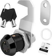 Black Toolbox Lock with Keys, Cabinet Locks Keyed Alike, Hook Cam, Tubular Cam L