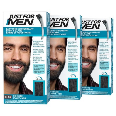 Just For Men Bartfarbe M55 Schwarz für Bart und Schnurrbart 3x 28g