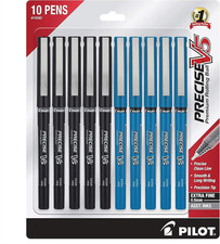 Precise V5 Rolling Ball Pen Extra Fine Point 0.5Mm, 5 Black and 5 Blue Liquid In