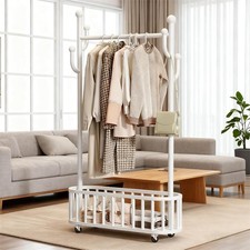 Rolling Coat Rack Stand w/ Wheels Heavy Duty ...