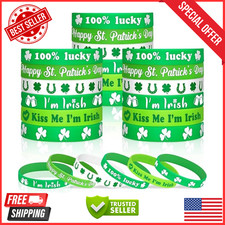 St. Patrick's Day Rubber Bracelets - 30 Pcs Lucky Shamrock Silicone