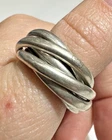 Vintage Chunky 7 Interlocking Sterling Silver  Size 6.5 Band 18.6g Ring
