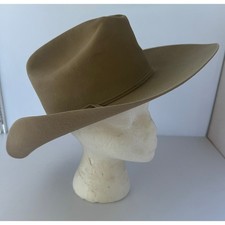 Stetson 5X Beaver Felt Cowboy Hat Tan Western Cattleman Crease Size 7 1/8